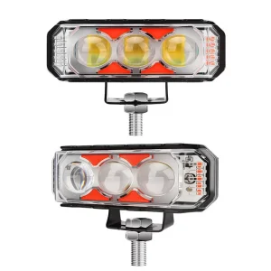 3 LED Motorcycle Spotlights White Yellow Dual Color Waterproof Easy Installation