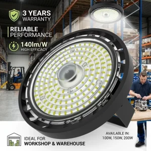 3 Years Warranty Workshop Warehouse Using 140lm/W 100W 150W 200W LED UFO High Bay Light