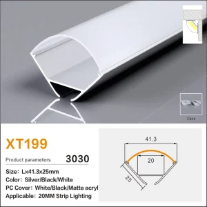 30*30mm 45 Degree Corner Aluminum Profile Led Strip Light Aluminum Channel Led Aluminum Profile With Black White Diffuser