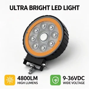 30.5mm Thin Round LED Driving Light for Bumper Grille Mounting Rugged Aluminum White Amber Dual Color Pod Lamp