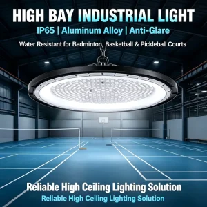 300W IP65 Aluminum Alloy High Bay Industrial Light Anti-Glare Water Resistant for Badminton Basketball Pickleball Courts