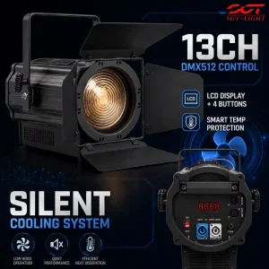300W LED Motorized Zoom Spotlight RGBALC 13CH DMX512 Control Aspheric Lens Soft Fixture for Concert Stage