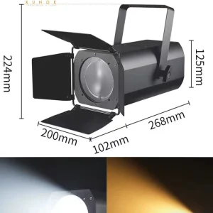 300W Warm White Ra95 CRI IP54 Dimmable LED COB Zoom Fresnel Spotlight Wedding Theater Studio Follow Spot Light