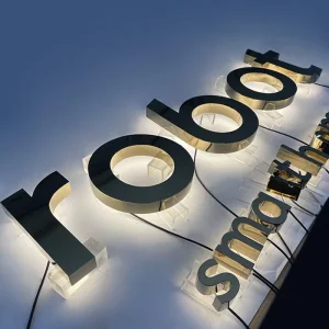304 Stainless Steel LED Reverse Channel Letters Backlit Metal Signs With Transformer Power Supply For Company Lighting