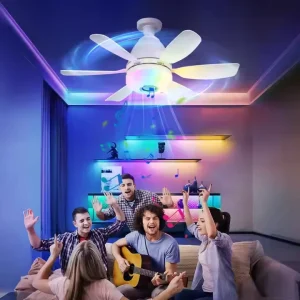 30W 40W Modern E27 Ceiling LED Fan Light Moving Head Intelligent Dimming Fan Bulb Home Decor 360 Rotating Remote Control