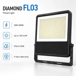 30W-500W Smart LED Flood Light IP66 Aluminum Alloy Outdoor Sports Stadium Lighting 150lm/W Adjustable Power