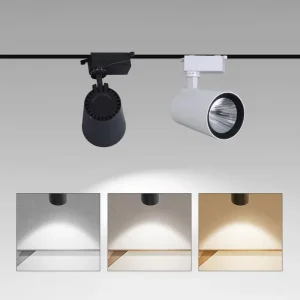 30W COB LED Track Light Aluminum Housing 3CCT Adjustable Angle Spotlight Focus Lamp for Retail Clothing Shop Commercial Lighting