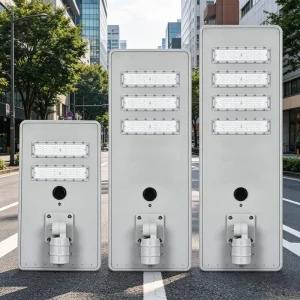 30W Solar DC IP65 Smart City Outdoor LED Street Light with Built-in Brightness Sensor Remote Control 6000K Daylight