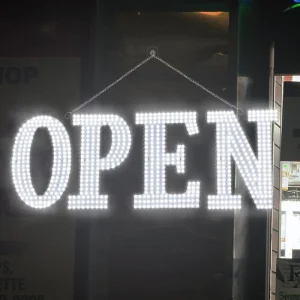 30x10Inch LED Illuminated Open Sign for Business Adjustable Chain Window Door Shop Retail Indoor Easy