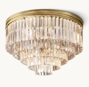 32 Inch Home Luxury Lighting Residential Decoration 1920s Odeon Flushmount Tiered Round K9 Crystal Chandelier Ceiling Light Lamp