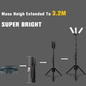 320W Industrial Portable LED Tripod Light Rechargeable for Football Field
