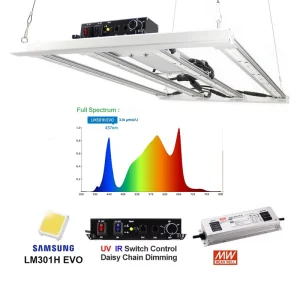 320W LM301H EVO Full Spectrum Dimmable LED Grow Light 4pcs Quantum Bar APP Smart Controller