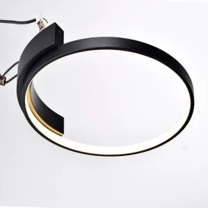 32W AC Modern LED Ceiling Light D50cm 3500K Warm White Black Aluminum+White Silicone Ra70 30000 Hours Living