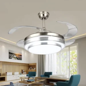 36/42/48 Inch Invisible Retractable Smart LED Fan Light Ceiling With Music With Lamp and Remote Control