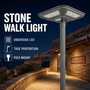 360 Degree Pole Mount 40AH Battery Monocrystalline Solar Outdoor Garden Post Light for Commercial Plaza