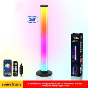 360 Degree RGB Floor Lamp Music Sync Sound Activated LED Ambient Light for Photo Shooting Live Streaming Gaming Home Decoration