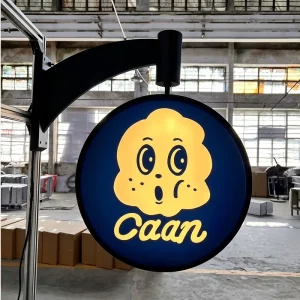 360 Degree Revolving Double Face Projecting LED Sign Box Circular High Visibility Commercial Advertising Panel for Enterprise