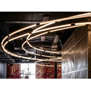 360-Degree Round Luxury Indoor Outdoor LED Pendant Linear Fixture Modern Round Hanging Chandelier With Remote Control