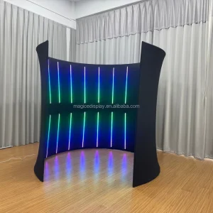 360 Photo Booth LED Light Background Customized Logo Photobooth Fabric Enclosure with LED Light Stand for Rental Wedding Party