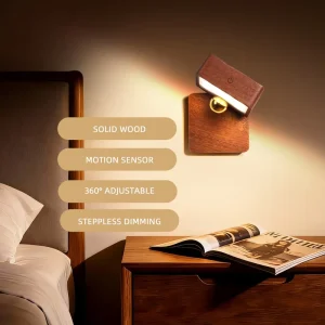 360 Rotatable Magnetic Wood LED Wall Lamp Rechargeable Battery Operated Radar Sensor Dimmable Needed Bedroom Stairs Hallway