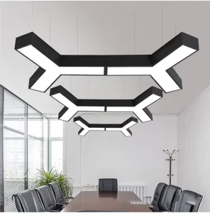 36W 600mm White Black DIY Y Shape Iron LED Linear Panel Pendant Middle Size Ceiling Light Dimmable Easy Install Dining Room