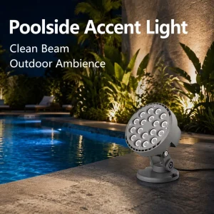 36W RGBW Flood Light IP65 Waterproof Aluminum Round DC24V Adjustable Bracket Outdoor Spotlight for Building Column Bridge