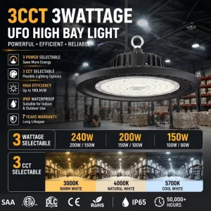 3CCT 3Power Switchable 200W Garage UFO Workshop Highbay Lighting Commercial Industrial LED High Bay Light