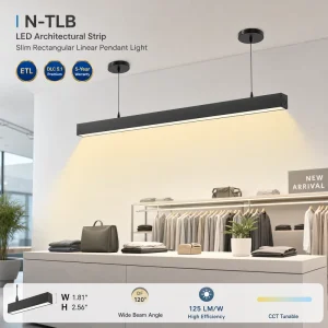 3CCT Linear Light 130lm/W Power Selectable ETL DLC 5.1 Suspended for Classroom Lighting