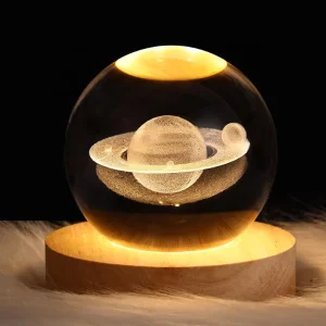 3D Art Crystal Ball Night Lamp, Luminous Crystal Ball Decoration, Solar System LED Night Light, Desktop Home Decor
