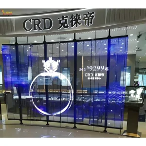 3D Digital Display for Advertising Mesh Shop Video Wall IP65 Flexible Transparent LED Screen Display Glass Window