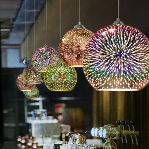 3D Glass Ball LED Pendant Light Home Postmodern Creative Warm White Decorative Chandelier for Restaurant Cafe Clothing Store