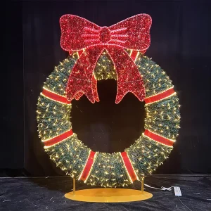 3D LED Christmas and Halloween Wreath Motif Light IP65 Waterproof Commercial Street Landscape Mall Plaza Display