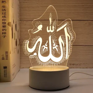 3D LED Night Light Eid Mubarak Muslim Festival Decorative Lamp Ramadan Ornament for Home Bedroom Party