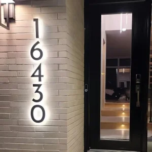 3D Metal Backlit LED Sign Lighted House Number Letters for Hotel Door Stainless Steel Construction