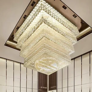 3D Printed Long Adjustable Height Crystal LED Pendant Chandelier for Hotel Lobby Home Office Living Room Villa Modern