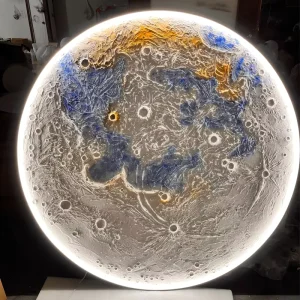 3D Relief Moon Modern Wall Lamp for Living Room Dining Interior Decoration Glass Body for Porch Hanging