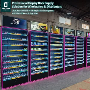 3FT Cigarette Display Rack Tobacco Display Shelf Retail Display Rack With LED Lightbox Adjustable Pusher Convenience Store