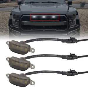 3pcs LED Grille Marker Lights for Ford F150 F-150 Style Auto Part Fuse Wire Condition New Front Grille Decorative Lights