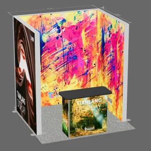 3×3 Collapsible Aluminum Frame Light Box Lightweight SEG Fabric Display With Table Compact Storage Bag for Trade Show
