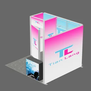 3×3 Exhibition Backwall Light Box With LED Table 2 Open Sides SEG Fabric Display for Trade Show Booth Stand