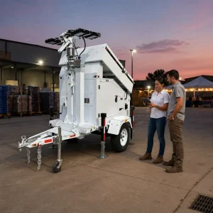 4*150W LED DC Powered 4 Solar Panels Solar Light Tower Trailer Bright Energy saving Solar Light Tower for Outdoor Filming