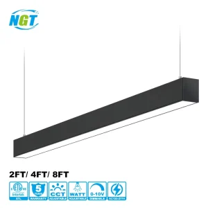4 FT Black LED Architectural Linear Light Fixture LED Aluminum 5CCT 5Wattage DLC Pendant Lighting for Room Office Shop Gym