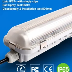 4 Foot LED Batten Tri-Proof Light Fixture IP65 Ceiling Mountable Linkable Tri-Proof Light