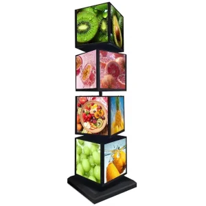 4 Layers 4 Sided Rotating Light Box Advertising Dynamic Sign Acrylic LED Menu Board for Fruit Shops Restaurant Supermarket Cafe