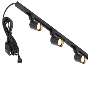 4 Light GU10 Metal Track Lighting Kit with 13FT Plug Cord Modern Kitchen LED Ceiling Wall Spotlights Black (No Bulbs)