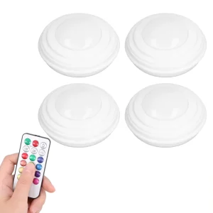 4 Pieces LED Puck Light Easy Installation for Cabinet Bedroom Closet