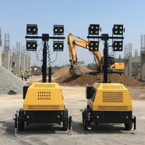 400W*4 LED Lamp Mobile Lighting Tower Electrical Lifting Construction Light Towers Portable Diesel Fuel Vehicle