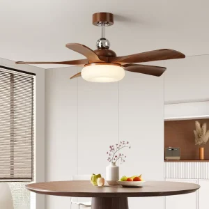 42/47 Inch Modern Remote Control Chandelier Kitchen Living Room 6 Speed 3/5 Wooden Bldc Led Lamp Ceiling Fan With Light