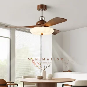42/47 Inch Modern Walnut Design with 6 Speed Bldc Led Lamp Remote Control 3/5 Straight Blades DC Motor 6 Speed Ceiling Fan Light