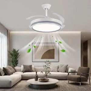 42 Inch Ceiling Fan Light 96W LED Bladeless Design Remote Control Living Room Bedroom